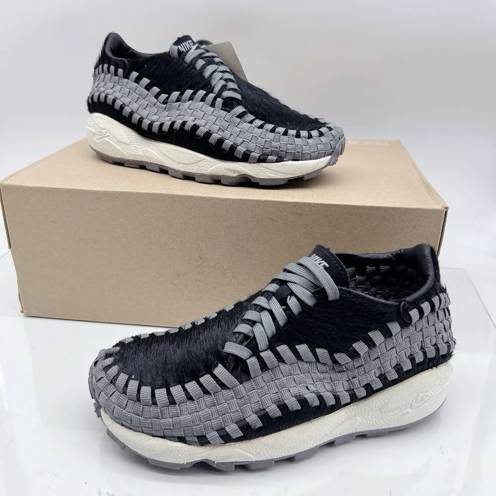 Nike Air Footscape Woven Women's Platform Sneakers Shoes Black Grey US 5.5 - Picture 1 of 13